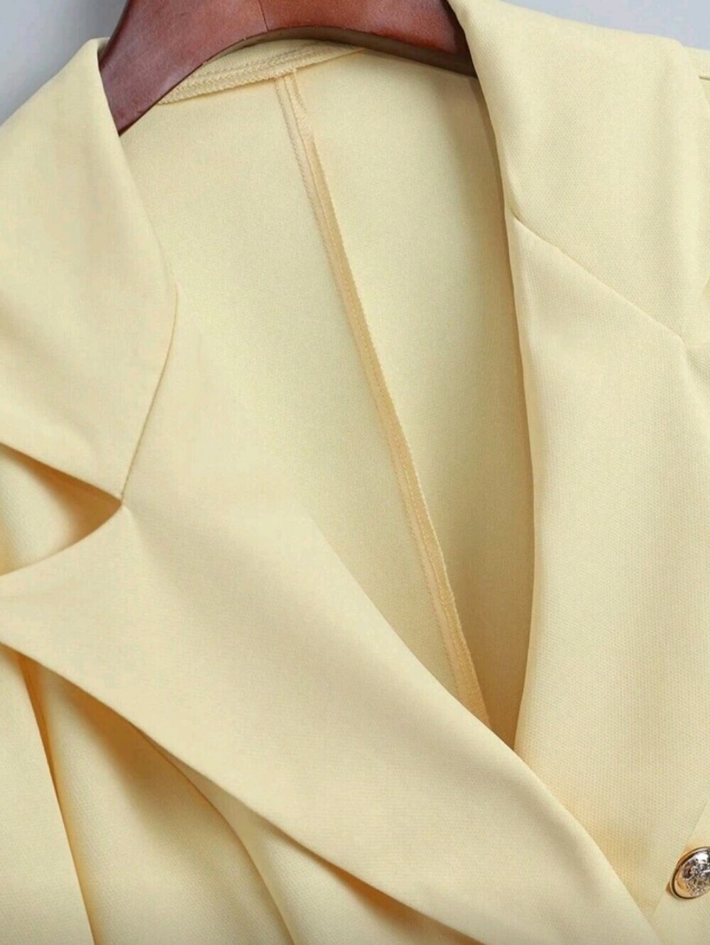 Women's Gold Button Decor Blazer + Pleated Skirt Elegant Everyday Commute - Picture 4 of 4